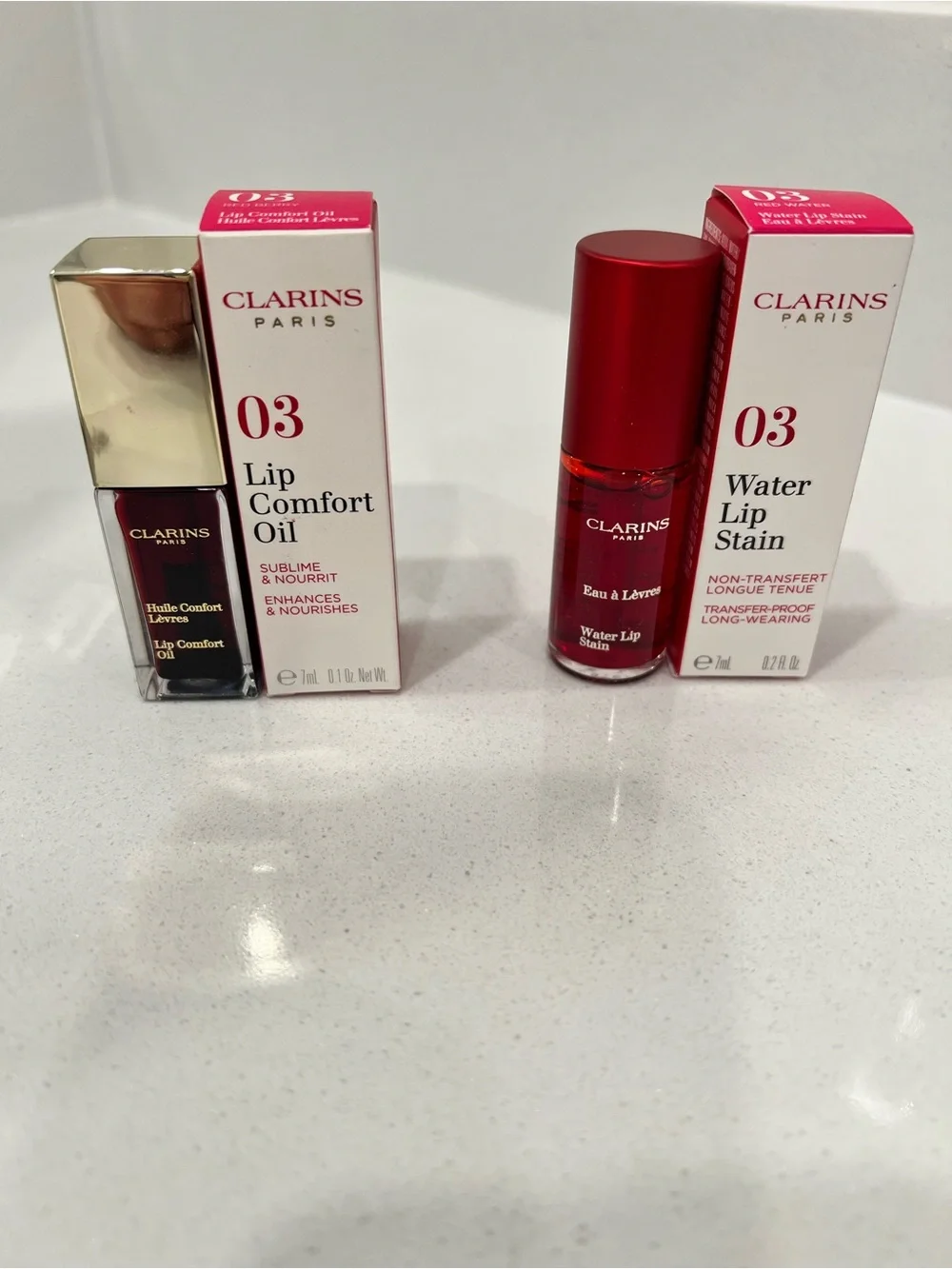 Clarins 03 Lip Comfort Oil & Water Lip Stain Duo — Pink